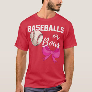 Baseball eller Bows Funny Gender Reveal Blue Rosa  T Shirt