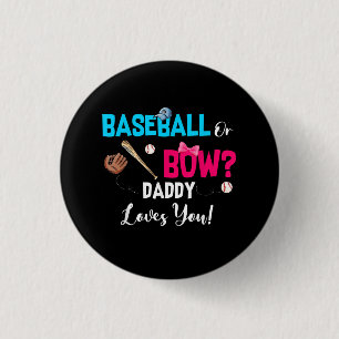 Baseball eller Bows Gender Reveal Party Kärlek Knapp