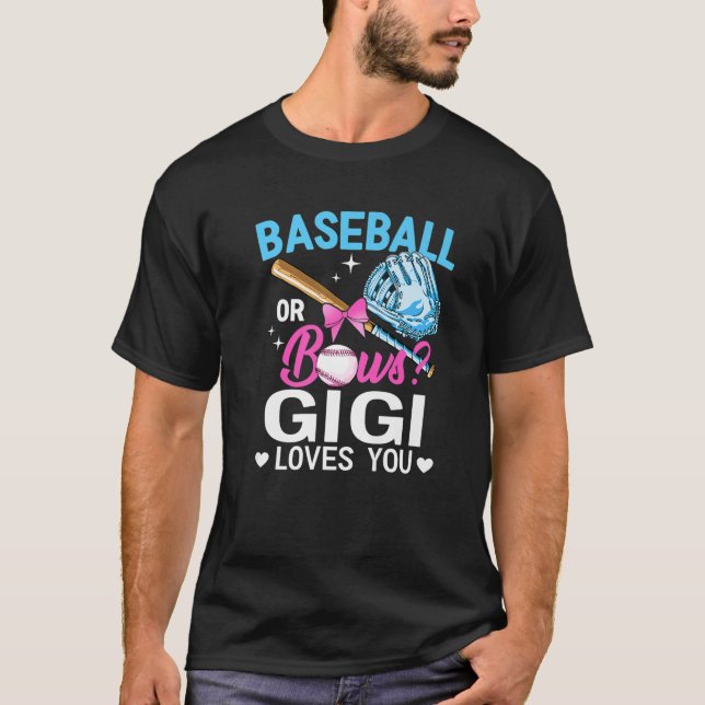 Baseball eller Bows Gigi Kärlek du Gender Reveal R T Shirt (Framsida)
