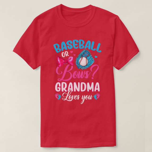 Baseball eller Bows Grandma Kärlek Du Gender visa T Shirt (Design framsida)