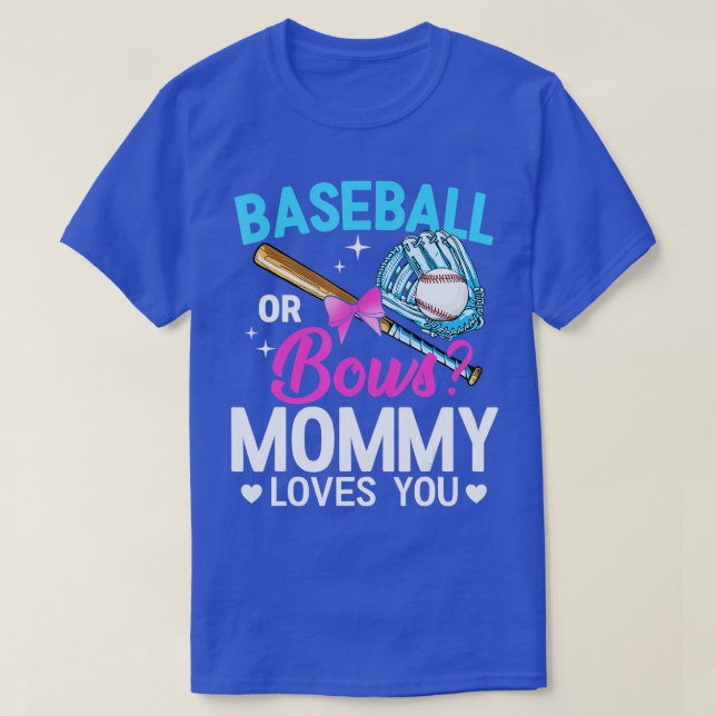 Baseball eller Bows Mamma Kärlek du Gender visa T Shirt (Design framsida)