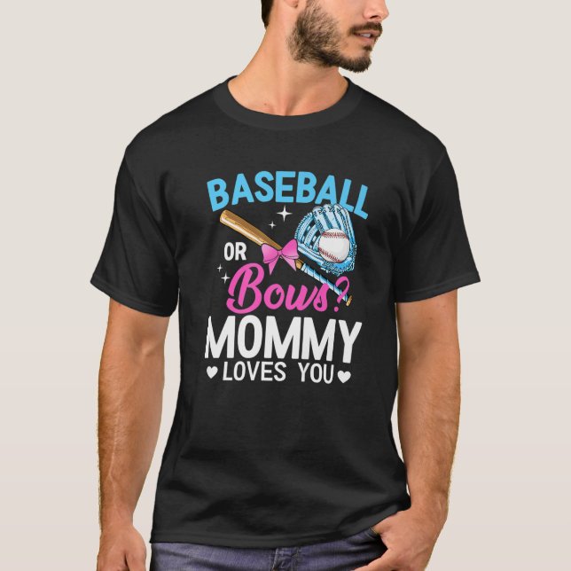 Baseball eller Bows Mamma Kärlek du Gender visa T Shirt (Framsida)