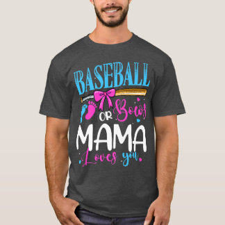 Baseball eller Bows Mamma Kärlek du Rosa eller Blu T Shirt