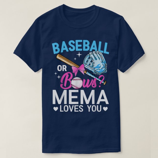 Baseball eller Bows Mema Kärlek Du Gender Visa Ros T Shirt (Design framsida)