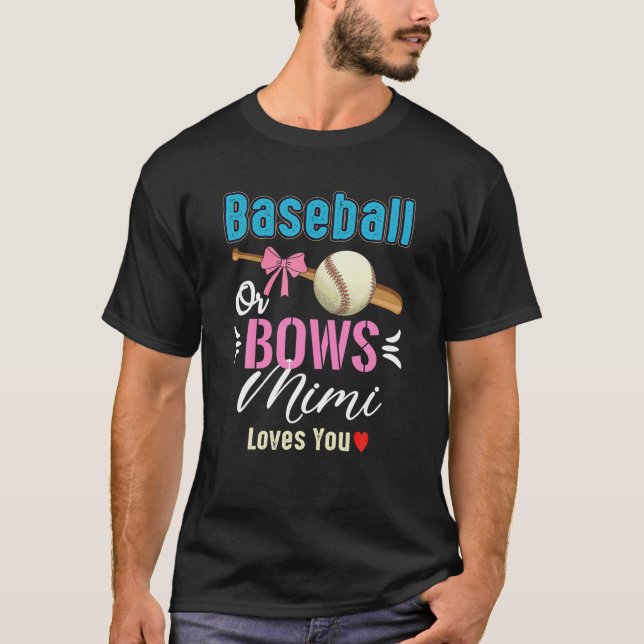 Baseball eller Bows Mimi Kärlek du Gender Reveal T Shirt (Framsida)
