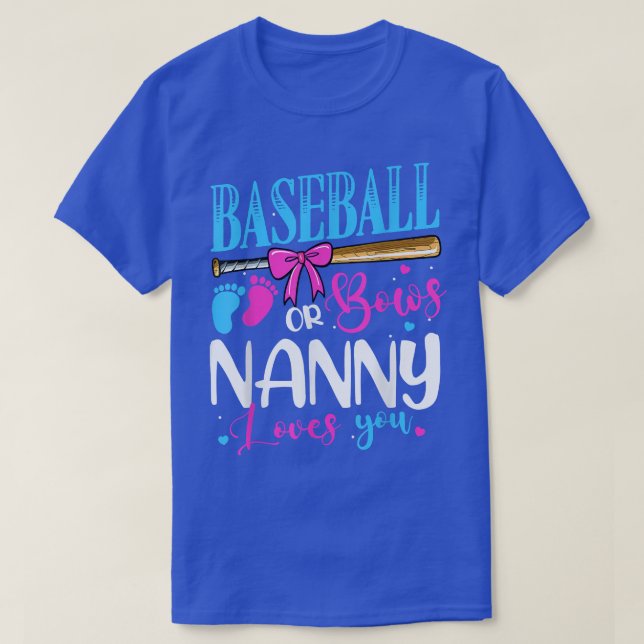 Baseball eller Bows Nanny Kärlek Rosa eller Blue G T Shirt (Design framsida)