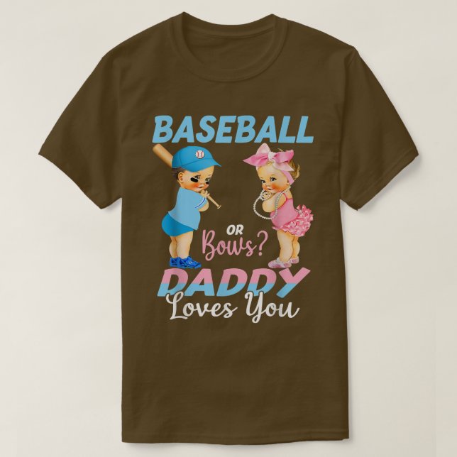 Baseball eller Bows pappa Kärlek Du Baby Gender Re T Shirt (Design framsida)