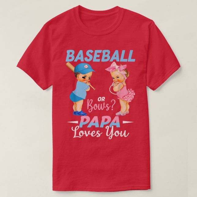Baseball eller Bows Pappa Kärlek du Baby Gender Re T Shirt (Design framsida)