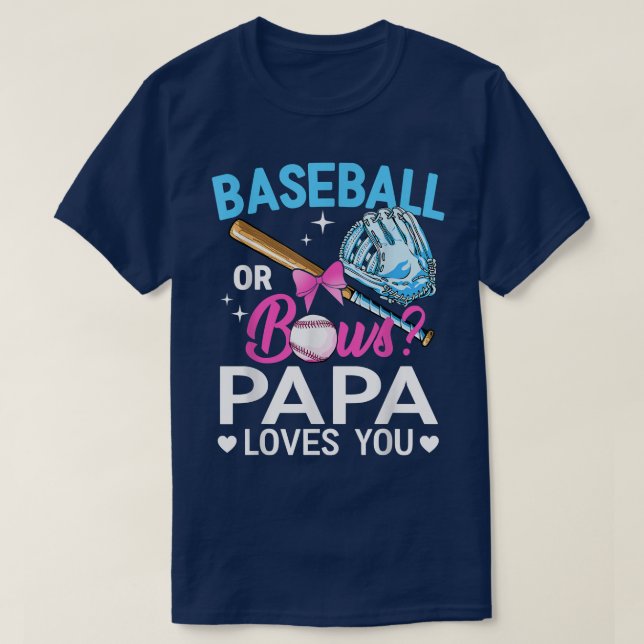 Baseball eller Bows Pappa Kärlek du Gender Visa Ro T Shirt (Design framsida)