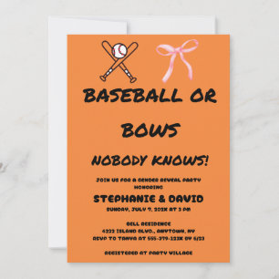 Baseball eller Rosa Slingor Köns Avslöjande Fest Inbjudningar
