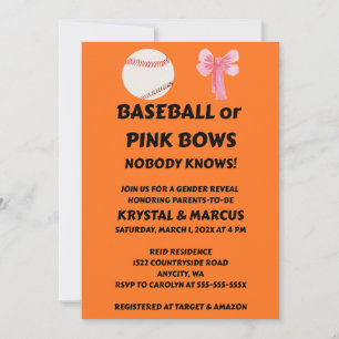 Baseball eller Rosa Slingor Könsbestämmande Fest Inbjudningar