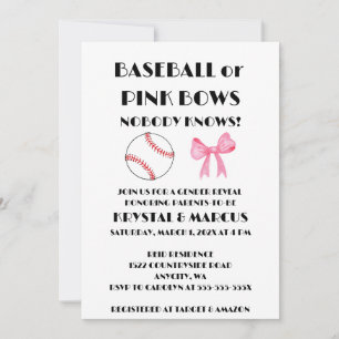 Baseball eller Rosa Slingor Könsbestämmande Fest Inbjudningar