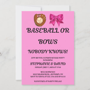 Baseball eller Rosa Slingor Könsbestämmande Fest Inbjudningar
