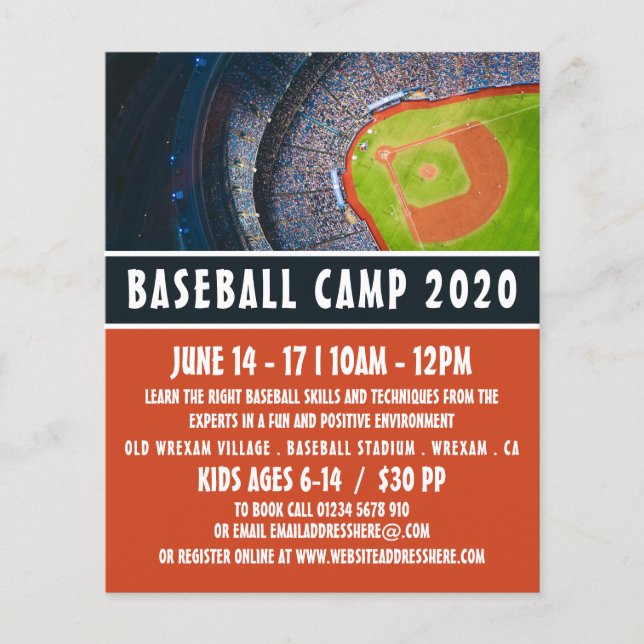 Baseball Fält, Baseball Camp Advertising Flyer (Framsidan)