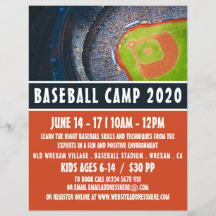 Baseball Fält, Baseball Camp Advertising Flyer