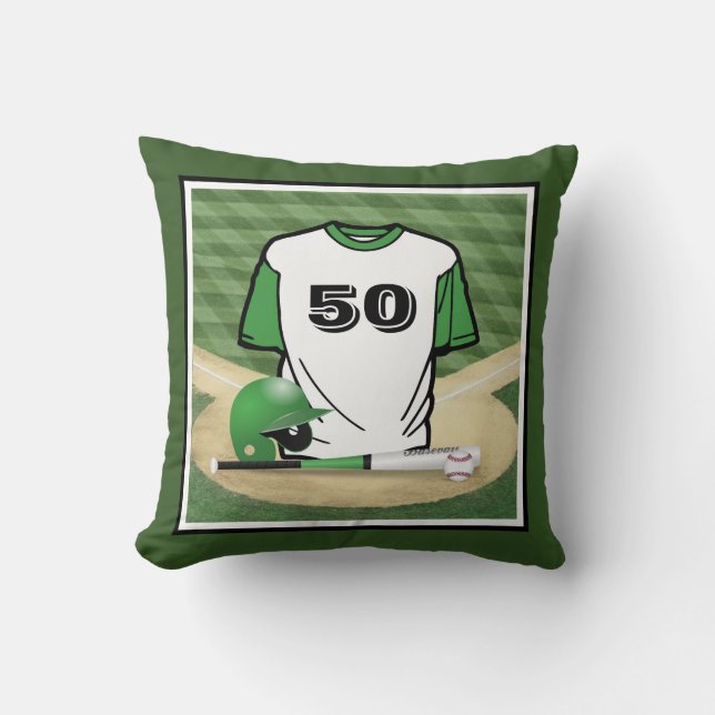 Baseball Fält Grönt Jersey Anpassningsbar Number Kudde (Framsida)