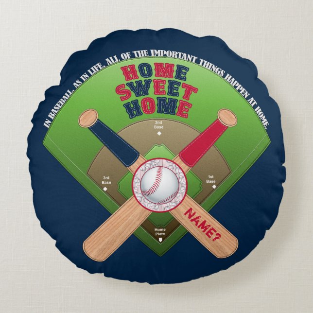 Baseball Fält,Home 02-Round Dekorativ kudde BLUE (Framsidan)