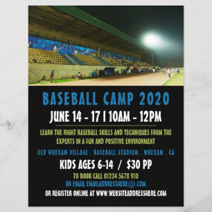 Baseball Fält landskap, Baseball Camp Advert Reklamblad