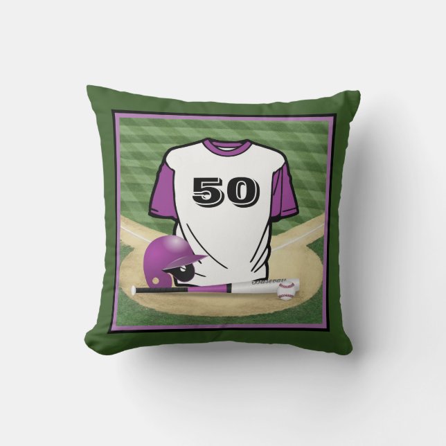 Baseball Fält Lila Jersey Anpassningsbar Number Kudde (Framsida)