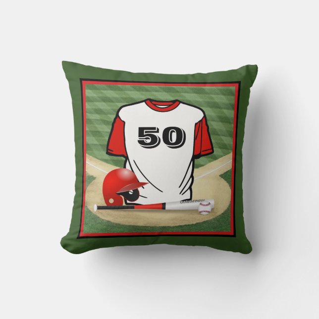Baseball Fält Red Jersey Anpassningsbar Number Kudde (Framsida)