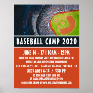Baseball Fält, reklam för kasebolllägret Poster