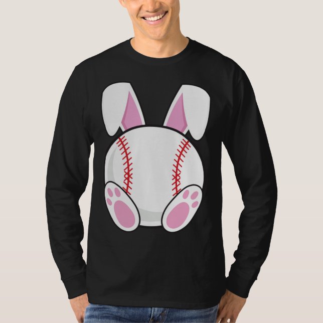 Baseball Fan Easter Baseball Bunny Easter Friend R T Shirt (Framsida)