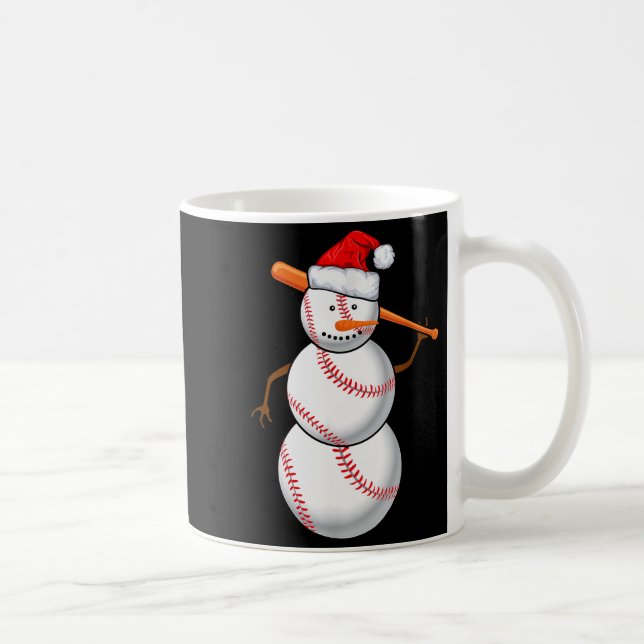 Baseball Fan Snowman Funny Christmas Gift  Kaffemugg (Höger)