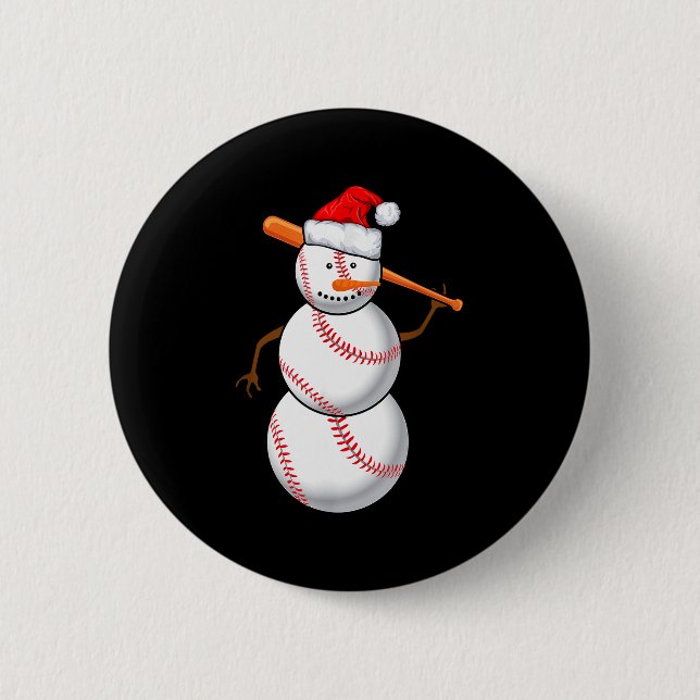 Baseball Fan Snowman Funny Christmas Gift  Knapp (Framsida)