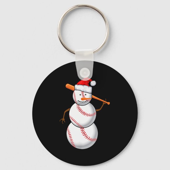 Baseball Fan Snowman Funny Christmas Gift  Nyckelring (Framsida)