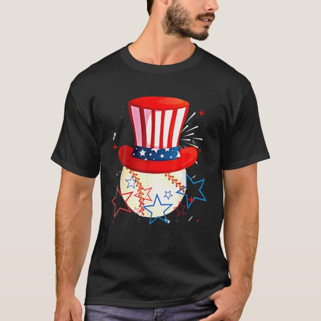 Baseball farbror Sam 4:e juli boys American Flagga T Shirt (Framsida)