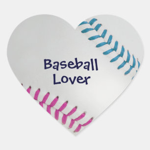 Baseball_Färg Snöre_fu_tl_Baseball Älskare Hjärtformat Klistermärke