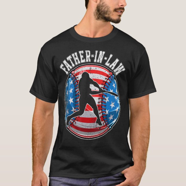 Baseball Father In Law American Flag USA  Father s T Shirt (Framsida)
