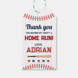 Baseball-favör tack för din födelsedag presentetikett