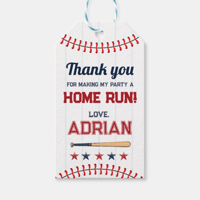 Baseball-favör tack för din födelsedag presentetikett (Framsidan)