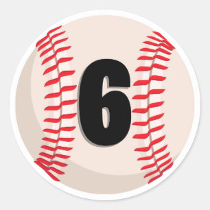 Baseball-favoritnummer nr 6 runt klistermärke