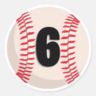 Baseball-favoritnummer nr 6 runt klistermärke