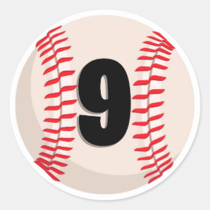 Baseball-favoritnummer nummer 9 runt klistermärke