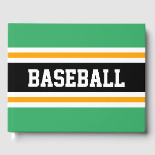 BASEBALL Festive Bright Grönt Gult Black Rand Gästböcker