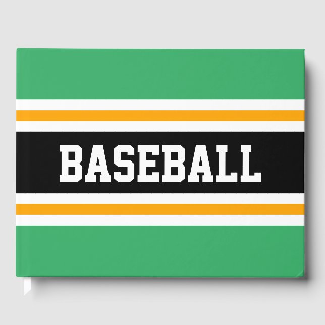 BASEBALL Festive Bright Grönt Gult Black Rand Gästböcker (Framsida)
