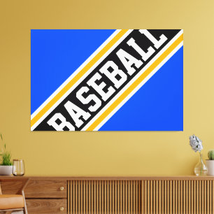 BASEBALL Fet Bold Blå Orange Svart Ränder Canvastryck
