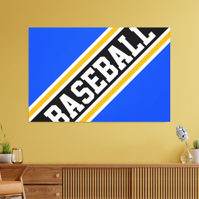 BASEBALL Fet Bold Blå Orange Svart Ränder Canvastryck (Insitu (Vardagsrum))