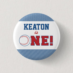 Baseball First Birthday Button Knapp