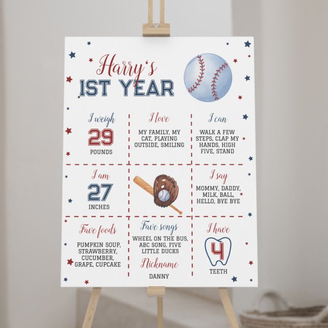Baseball First Birthday Milestone Poster (Skapare uppladdad)