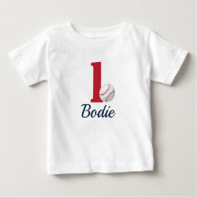 Baseball First Birthday Shirt med nummer ett - Röd