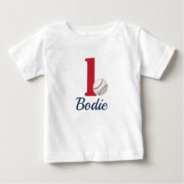 Baseball First Birthday Shirt med nummer ett - Röd T