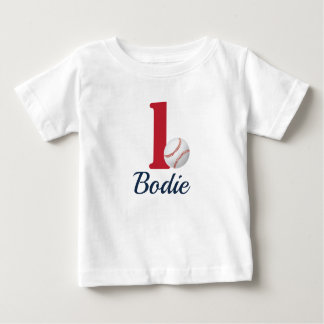 Baseball First Birthday Shirt med nummer ett - Röd T