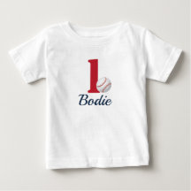 Baseball First Birthday Shirt med nummer ett - Röd