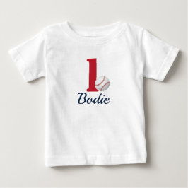 Baseball First Birthday Shirt med nummer ett - Röd T Shirt