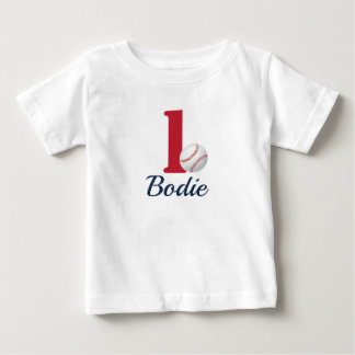 Baseball First Birthday Shirt med nummer ett - Röd T Shirt