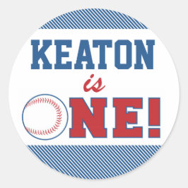 Baseball First Birthday Sticker Runt Klistermärke